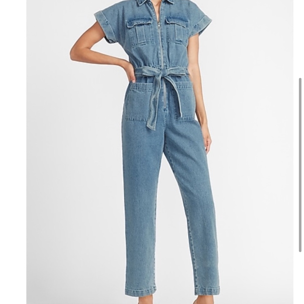 EXPRESS LADYGANG DENIM JUMPSUIT